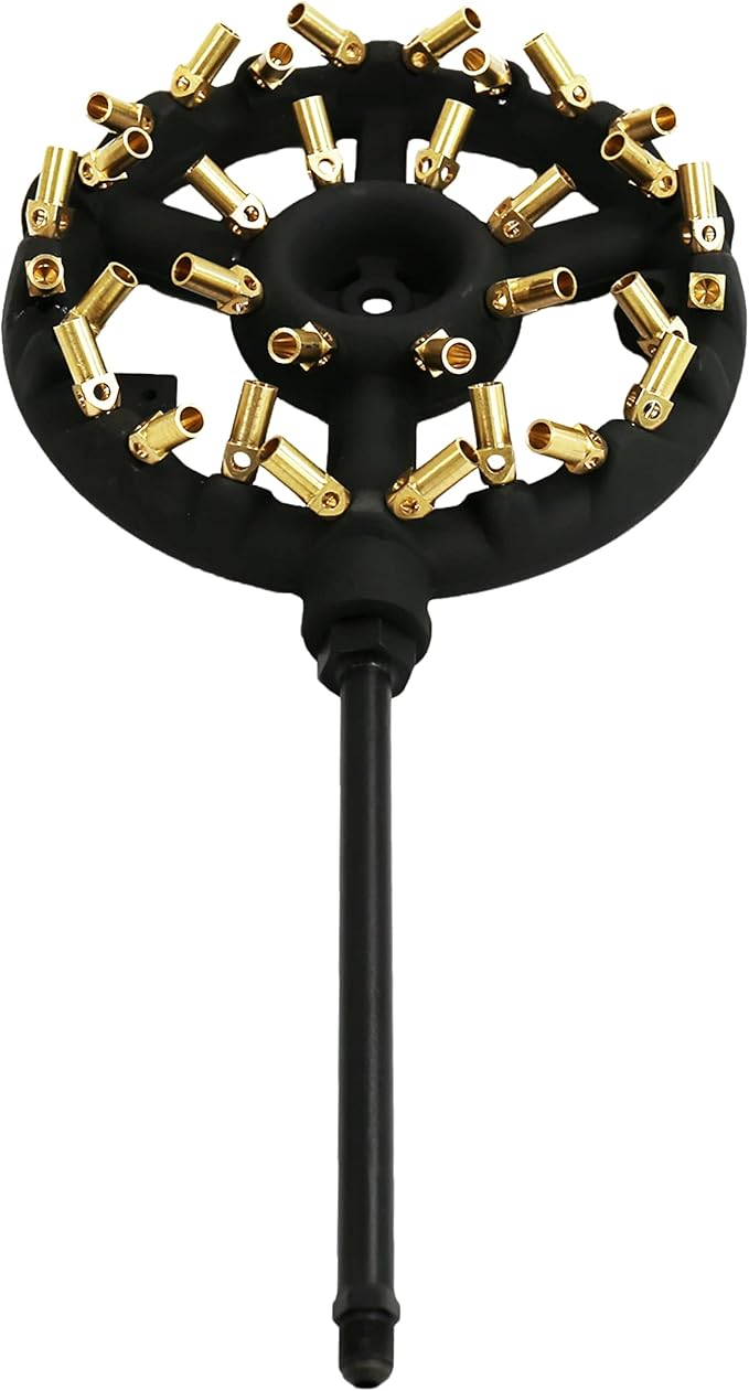 Outdoor Propane Burner with 32 Brass Tips for Camping, Turkey, and More - Stove Buddy's Jet Burner JB-32LP(Propane Gas 32 Tips & Regulator)