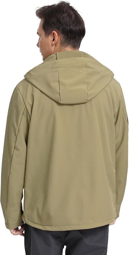 GEMYSE Men's Lightweight Rain Jacket Waterproof Raincoat Hooded Softshell Windbreaker for Outdoor Hiking Travel