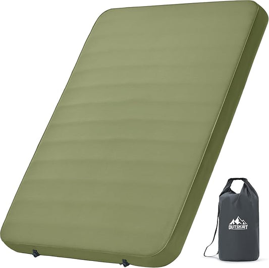 OUTSKIRT Camping Mattress, Self Inflating Sleeping Pad with Pump Sack, Foam Camping Pad for Sleeping, 4” Thickness Sleeping Mat for Camp/Travel/Car, 4 Season Camp Air Mattress