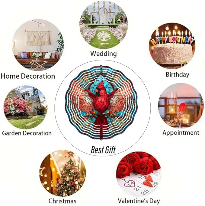 3D Wind Spinner for Garden - 10inch Stainless Steel with Double-Sided UV Printing | High-Resolution Images | Weather-Resistant Outdoor Spinning Decor for Patio, Yard & Gifts (Eagle)