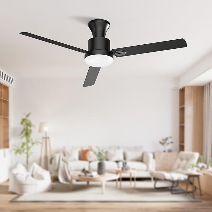 Obabala 60 Inch Ceiling Fan with Remote & APP, LED Light, 6-Speed Reversible DC Motor, Indoor & Outdoor Modern Ceiling Fan for Patio, Living Room, Bedroom