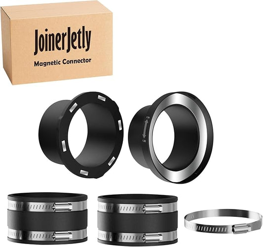4" Joinerjetly Magnetic Dust Collection Starter Kit for Dust Collectors, Fast Connect Dust Hose to Machinery Port, Dust Collector/Vacuum Fittings 1P