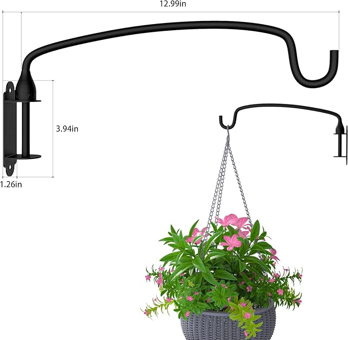 Plant Hooks, Heavy Duty Plant Hanger Bracket Wall Mounted Hooks for Hanging Bird Feeder, Flower Bracket, Anti Rust Metal Lanterns 12 Inches