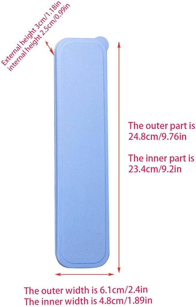 1Pcs Simple Utensil Holder with Lid, Reusable Utensils Wheat Straw Travel Cutlery Box，Portable Flatware Box Travel Tableware Storage Case, Simple Tableware Storage Boxs Case for Cutlery Kit (Blue)