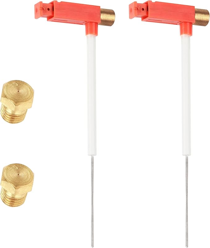 Piezo Ignitor Piezo Spark Ignition Kit Electrode lgniter and Brass Jet Nozzle Misting Nozzle LPG Gas Orifice Pipe Replacement for Camping & Backpacking Stove Burner Heater （4 Pack)