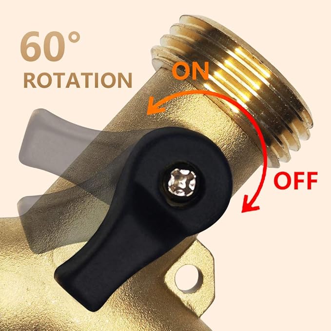 HQMPC Hose Splitter 2 Way Brass Y Valve +3/4" GHT Thread Extra 4 Pressure Washers