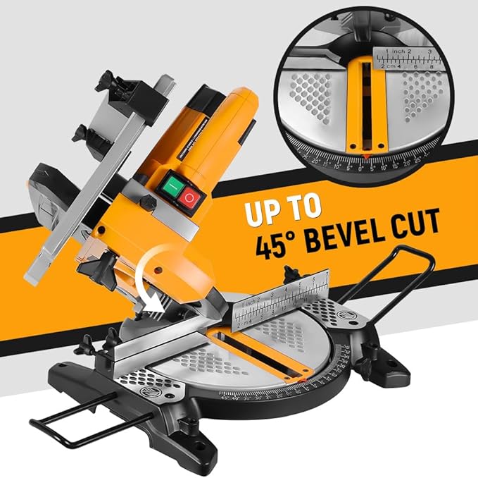Hoteche 8-1/4-Inch 2-in-1 Compound Miter Saw & Table Saw – 10A Dual-Function Power Tool for Wood and Metal Precision Cutting
