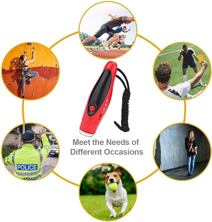 120dB Electronic Air Horn with Compass & Thermometer, Bear Horn to Scare Bears, Loud Air Horn for Safety Hiking Camping Emergency Self Defense, Electronic Whistle Bear Bells for Hiking (Red)