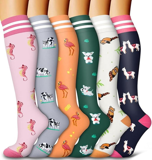 6 Pack Copper Compression Socks for Women and Men Circulation-Best Support for Medical, Running,Nursing,Athletic