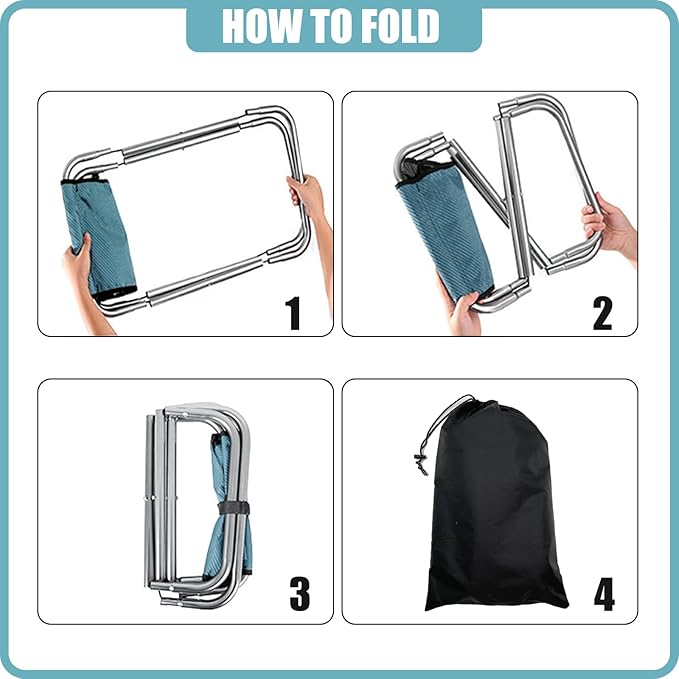 16 Inch Tall Portable Folding Camping Stool - Aluminum Alloy Lightweight Seat With Carry Bag for Fishing, Outdoor Camping, Hiking and BBQ - Red