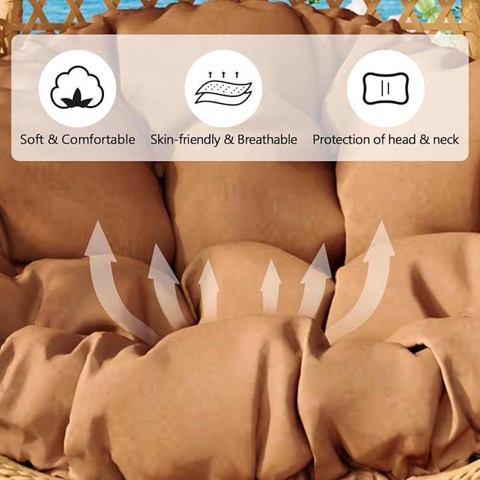 JUFU Egg Swing Chair with Stand,Hanging Egg Chair Indoor Outdoor,Hammock Hanging Basket Chair with Aluminum Steel Frame，Patio Egg Chair with Removable Cushions for Patio Balcony Backyard,Bedrooms