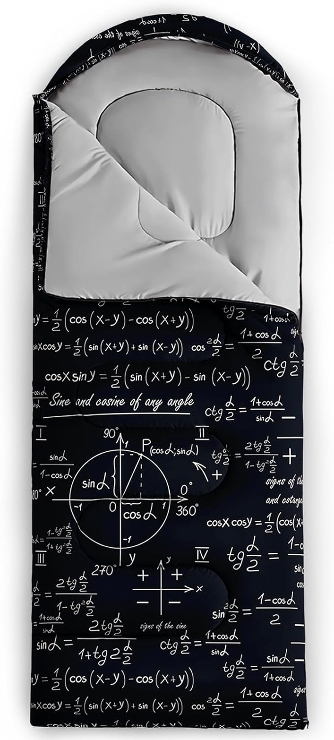 Sleeping Bags for Adults and Kids，3D Printing Camping Sleeping Bag for Girls Boys Lightweight Waterproof Cold/Warm 3-Season，Outdoor Travel with Compression Bags