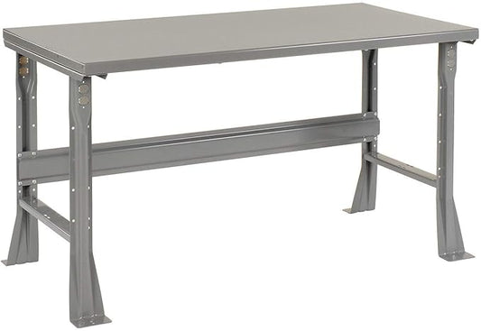 Global Industrial Fixed Height Workbench with C-Channel Flared Leg, Steel Top with Square Edge, 60"W x 30"D x 34"H, 2000 Lbs. Capacity, Gray, Industrial Workbench