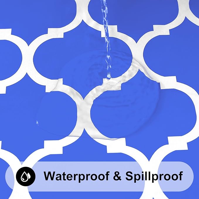 Smiry Rectangle Picnic Table Cover, Waterproof Elastic Fitted Camping Tablecloths for 4 Foot Tables, Wipeable Flannel Backed Vinyl Tablecloth Protector for Indoor, Outdoor (Blue, 30x48 Inches)