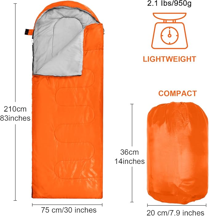 10 Pcs 0 Degree Camping Sleeping Bags Bulk for Adults Cold Weather Sleeping Bags 4 Season Warm Waterproof Lightweight with Compression Sack for Backpacking Hiking Travel Homeless