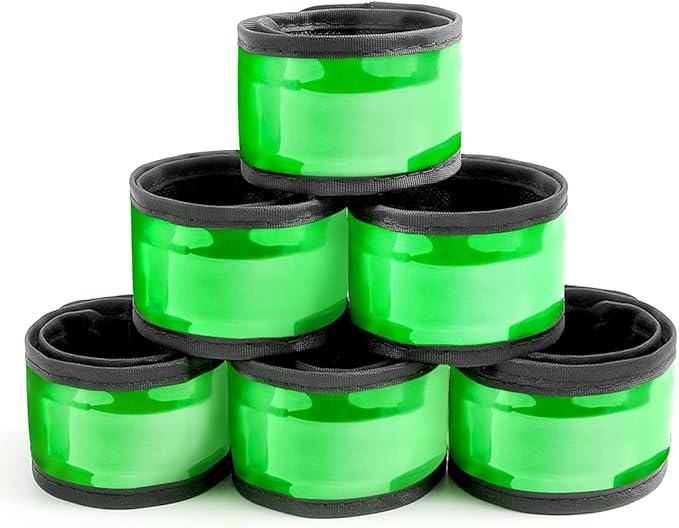 Pack of 6 LED Light Up Band Slap Bracelets Night Safety Wrist Band for Cycling Walking Running Concert Camping Outdoor Sports