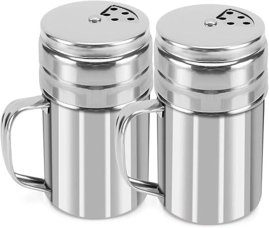 Accmor 5oz Salt and Pepper Shakers with Adjustable Pour Holes, Stainless Steel Dredge Shaker, Seasoning Spice Shakers for Salt Pepper Cinnamon Sugar Flour