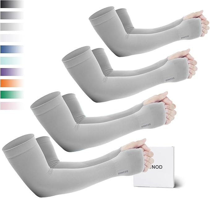 GOUNOD Sun Protection Cooling Arm Sleeves with Thumb Holes - Gardening Outdoors Sports Workouts Sunscreen Arm Sleeves