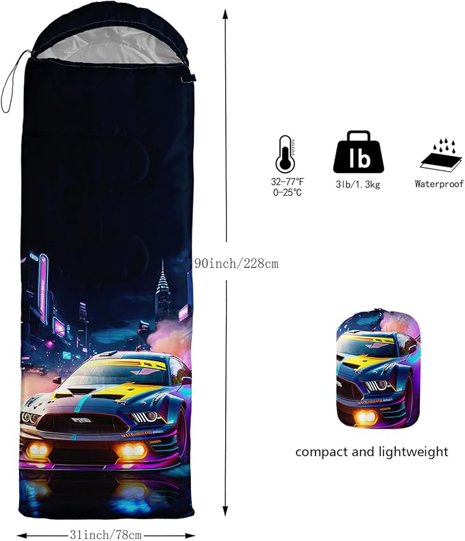 Print sleeping bag,sleeping bags,Outdoor Camping Sleeping Bag，Suitable For Children Boys And Girls Portable,Waterproof,Compact And Lightweight,Great For Outdoor Camping,Backpacking And Hiking