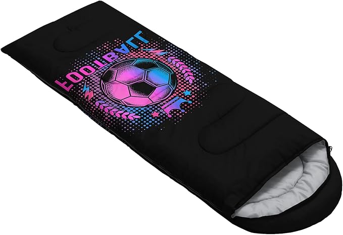 AILONEN Blue Glowing Basketball Sleeping Bag for Kids Boys,Warm and Cool Weather,Lightweight,Waterproof Backpacking,City Theme Ball Sports Sleeping Bag for Camping