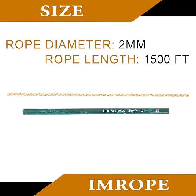 2mm x 1500 Feet Natural Jute Rope, Twine for Gardening Tomato Climbing Plant Tie Floristry Crafts Gift Wrapping Packing Decor