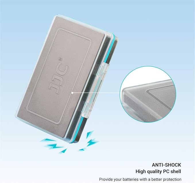 JJC 8 Slots AA Battery Case, PC Shell Water-Resistant & Shockproof Battery Storage Case for 8 x AA / 14500 Battery, AA Battery Organizer Carrying Case