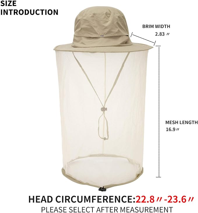 Fishing Hat Sun Protection Hat Mosquito Head Net for Outdoors Bucket Hat with Hidden Net Mesh