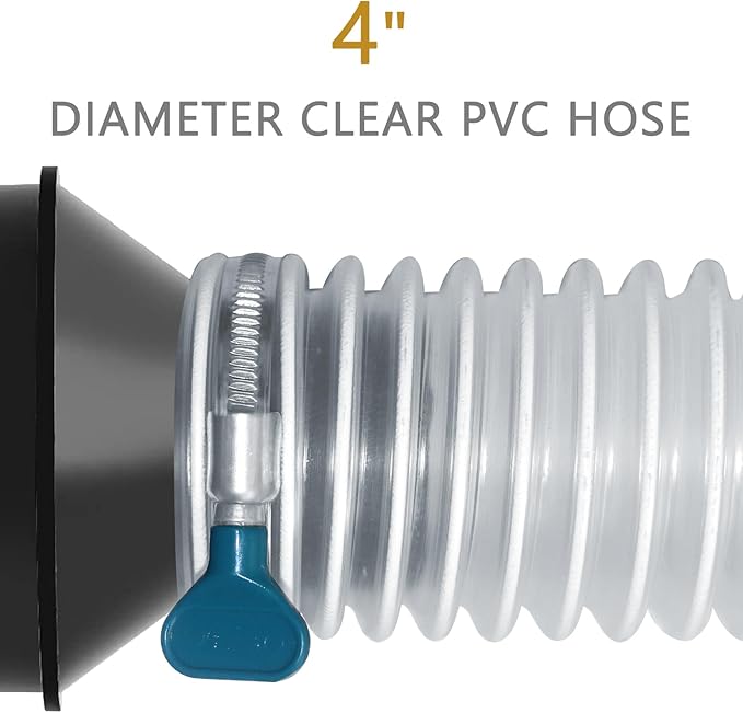 4" x 10' Dust Collection Hose, Puncture-Resistant, Flexible Clear PVC Collection Hose with Carbon Steel Wire Coil for Dust Collectors