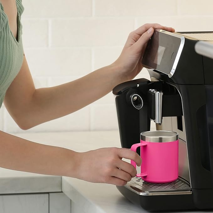 ALOUFEA 12oz Insulated Coffee Mug Cup with Handle, Stainless Steel Travel Coffee Mug with Flip Lid, Double Wall Vacuum Coffee Tumbler,Seafoam