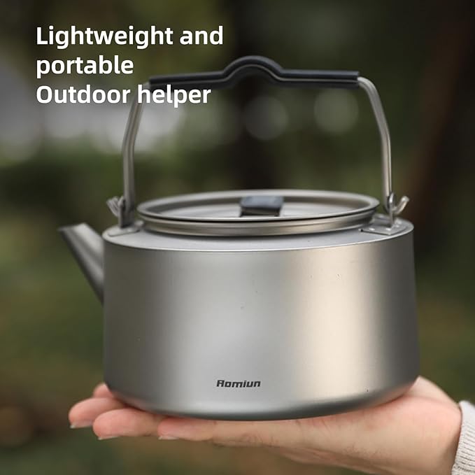 Camping Kettle Titanium Camp Tea Coffee Pot Portable Lightweight Tea Kettle Teapot Fast Heating Campfire Kettle for Stove Top, Boiling Water, Outdoor, Hiking, Camping, Picnic, Traveling