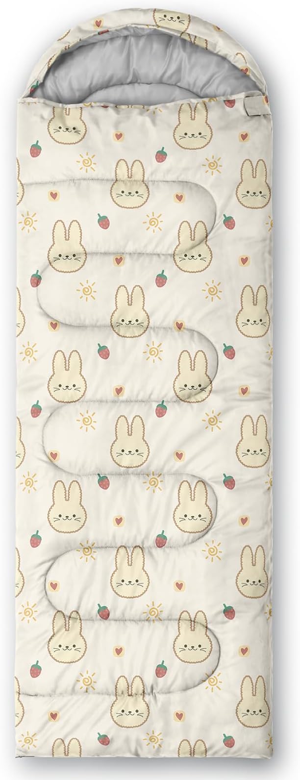 AILONEN Pink Lovely Rabbit Sleeping Bag for Girls Kids Adults,Warm and Cool Weather,Lightweight,Waterproof Backpacking,Cartoon Flowers Printed Bunny Sleeping Bag for Camping