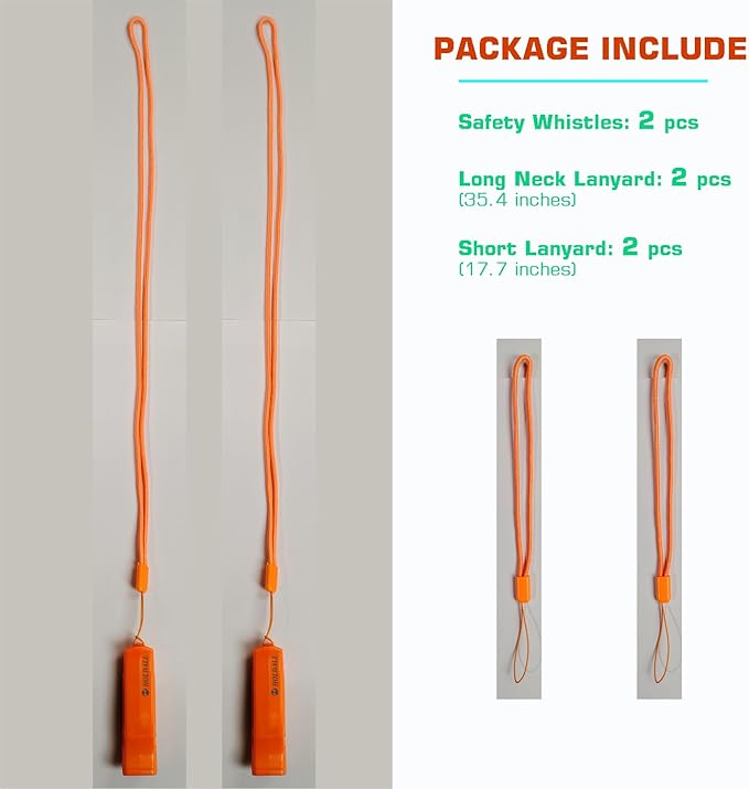 Emergency Safety Whistle with Lanyard, Loud Pea-Less Whistles for Boating Kayaking Life Vest Survival Rescue Signaling.