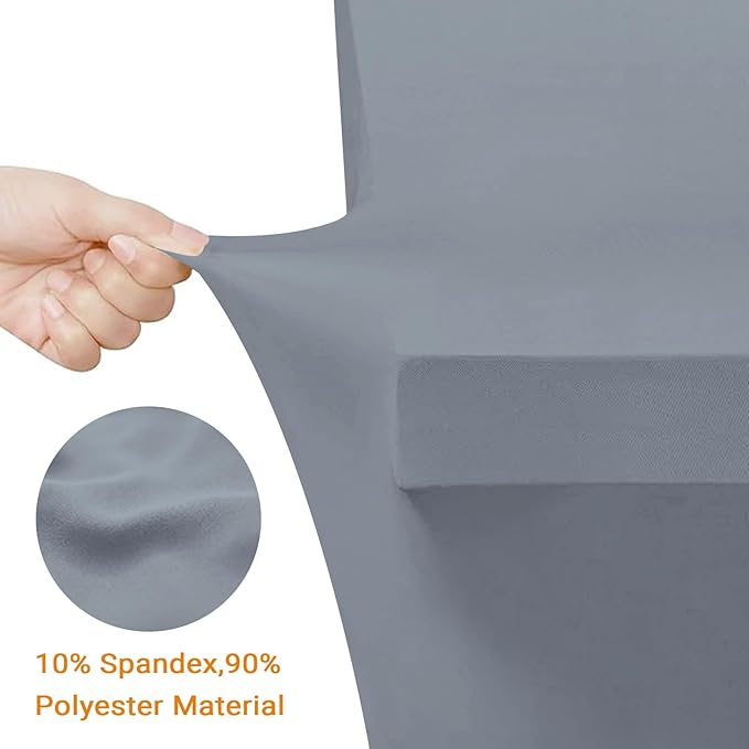 Eurmax USA Rectangular Fitted Spandex Table Covers 4ft Tablecloth Wedding Event Patio Table Decorations Stretch Table Cover for 4ft Folding Table (Silver Gray,2 Pack)