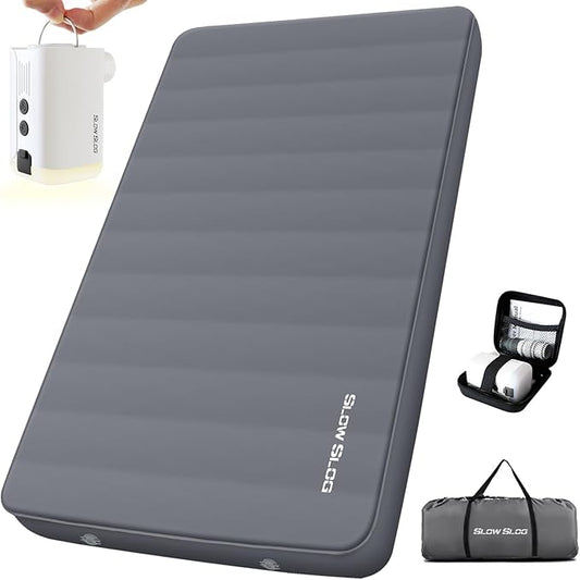 Self-Inflating Sleeping Pad with Portable Electric Air Pump, 4in Thick Memory Foam Camping Mattress for Tent Cot & Car Travel, Fast Inflate & Deflate Camping Pad