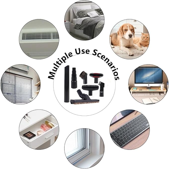 7 PCS Vacuum Attachments Replacement for Shop Vac Accessories with, 1 7/8" to 1" Adapter for Shop Vac,1 1/4" Household Cleaning Accessories Brush Kit for Shop Vac Attachment