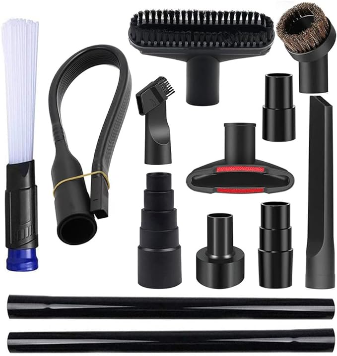 13 PCS Universal Vacuum Attachments for Shop Vac Accessories - 2 1/2" to 1 1/4" Vacuum Hose Adapter, 1 7/8" to 1" Adapter for Shop Vac, 1 1/4" Household Cleaning Vacuum Brush Attachment Kit