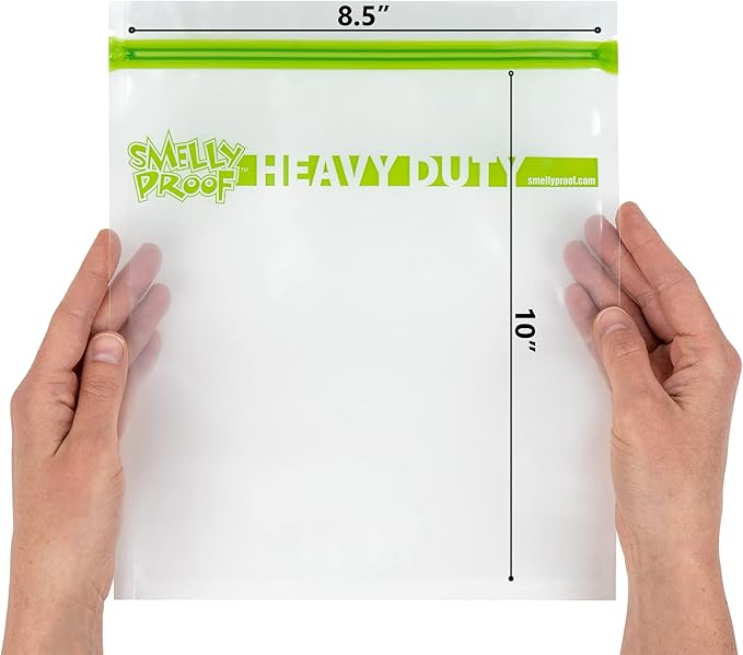 REUSABLE STORAGE BAGS by Smelly Proof, Large HEAVY DUTY 5-mils US-Made BPA FREE, NO PEVA, Dishwasher-Safe Reusable Freezer Bags CLEAR FLAT Quart 10" x 8.5" 5pk