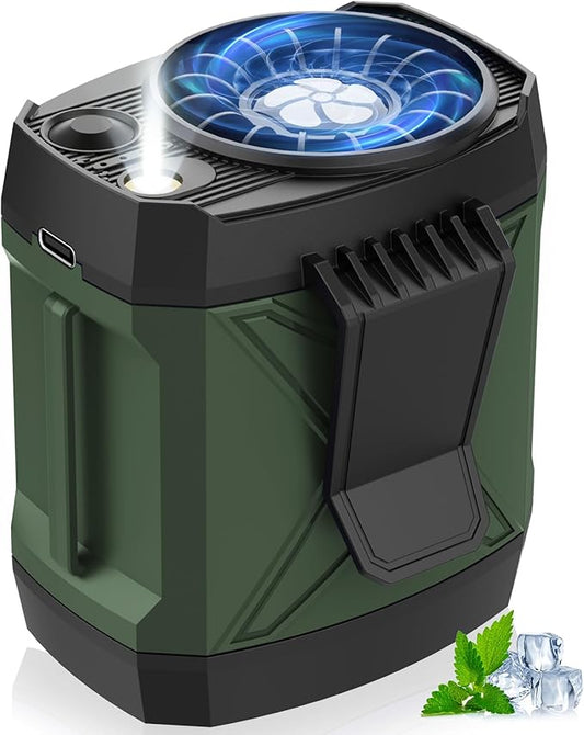 Portable Fan for Under Shirt, Waist Fan Clip On Belt, 4-in-1 Rechargeable Body Fans with LED Light, Phone Stand, Fast Charging 4-Speed Hip Personal Fans for Fishing, Outdoor, Makeup, Kitchen