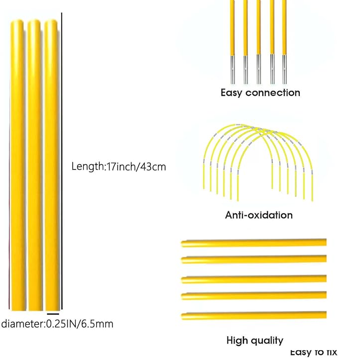 DIY Tent Pole, Replacement Tent Pole, Greenhouse Hoops ，Telescopic Rod，Long Approximately 52ft, Diameter - 6.5mm，36 pake, for Hiking Camping Backpacking Tent