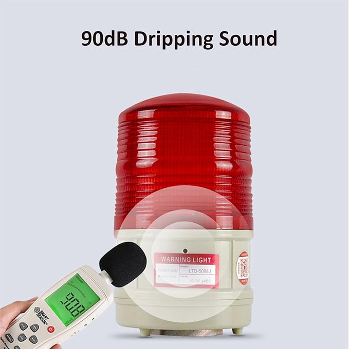 Strobe Beacon Warning Light Battery Flashing Lights with 89dB Alarm Sound LED Red Magnetic Strobe Light for Site, Road Construction Safety Warning
