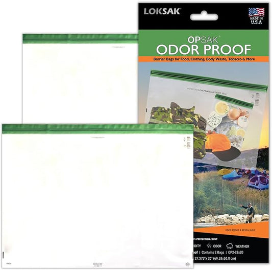 LOKSAK - OPSAK Odorproof Dry Bags for Backpacking, Hiking and Storage- Resealable Reusable and Recyclable Storage Bags (2 pack 28 in x 20 in)