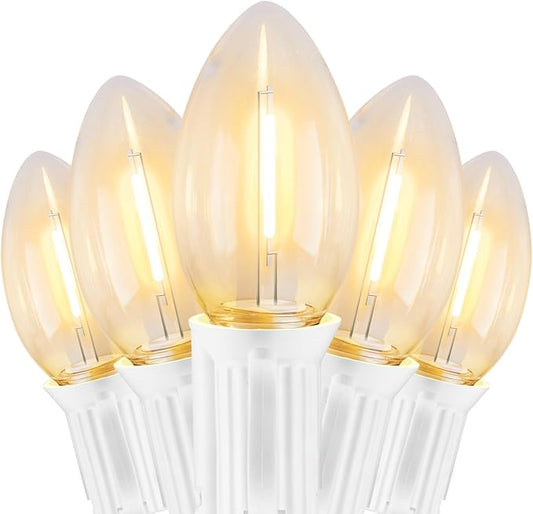 Vintage C9 LED Christmas Lights Outdoor, 25Ft C9 String Lights with 25 Shatterproof Colorful Bulbs, Waterproof Connectable Christmas Tree Lights for Roofline Holiday Garden Party Xmas Decorations