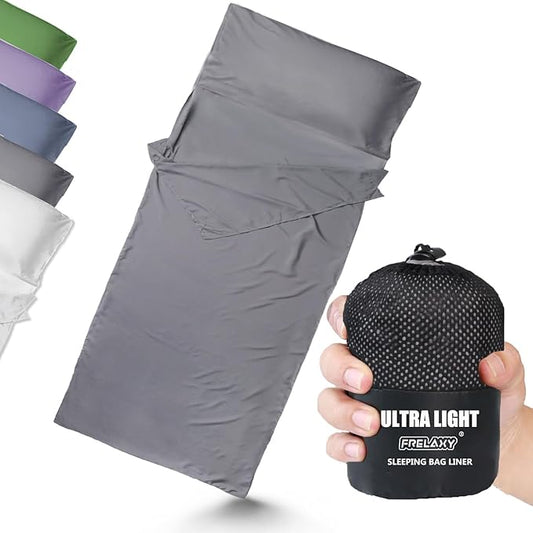 Frelaxy Ultralight Sleeping Bag Liner - Lighter & Compact, 3 Sizes Travel Sheets & Adult Sleep Sack, Comfy Breathable & Cooling & Silky Soft, Quick-Drying, for Backpacking, Hotel, Camping, Hostels