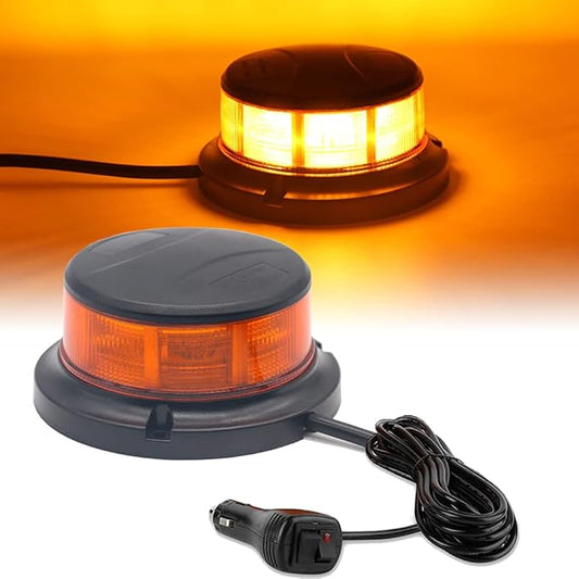 4.3inchs 64LEDs Rotating Beacon Light, 12-24V Small Emergency Lights for Vehicles, Amber Magnetic Strobe Lights for Trucks, 10 Modes Safety Warning Lights for Trucks Vehicles Cars