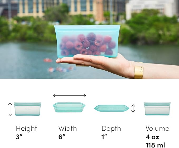 Zip Top Reusable Food Storage Bags | Snack Bag [Lavender] | Silicone Meal Prep Container | Microwave, Dishwasher and Freezer Safe | Made in the USA