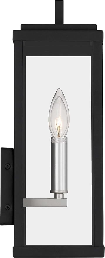 Eva Outdoor Wall 2-Lights Exterior Wall Lantern Fixtures with Clear Glass Shade, Matte Black Wall Sconce, Weather Resistant for for Entryway, Doorway, Corridor, Balcony and Porch