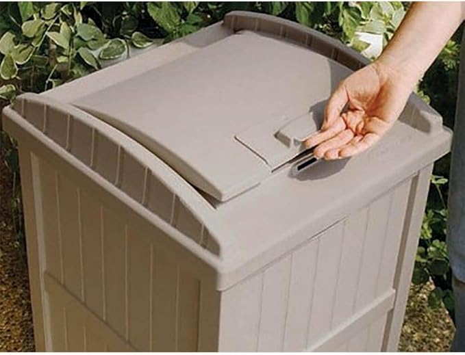 Suncast 3 Pack 15.75" x 16" x 31.6" Trash Hideaway 33 Gallon Resin Outdoor Commercial Garbage Container with Lid for Backyard, Deck, or Patio in Taupe