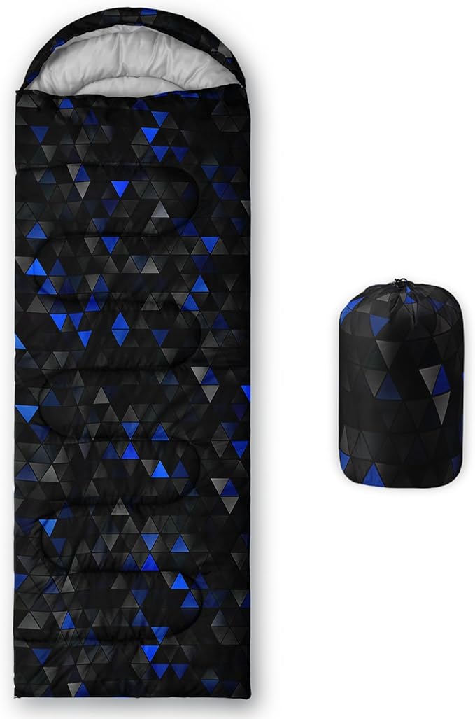 Sleeping Bags for Adults and Kids，3D Printing Camping Sleeping Bag for Girls Boys Lightweight Waterproof Cold/Warm 3-Season，Outdoor Travel with Compression Bags