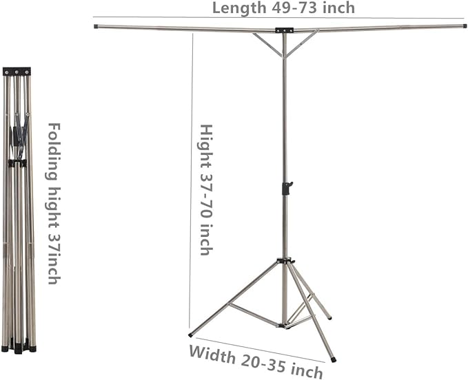Foldable Portable Space Saving Clothes Drying Rack, Heavy Duty Stainless Steel Laundry Drying Racks, Adjustable High Capacity Garment Rack, with Windproof Hooks.
