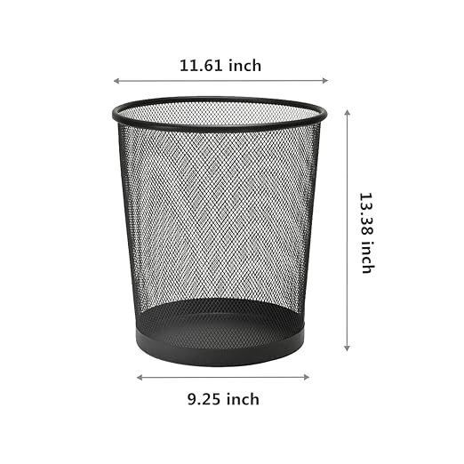 Black Mesh Trash Cans, 10-Pack 6 Gal Mesh Office Trash Can, Open Metal Wire Wastebaskets, Waste Basket Trash Can for Near Desk,Recycling Garbage Container Bin for Office,Home,School
